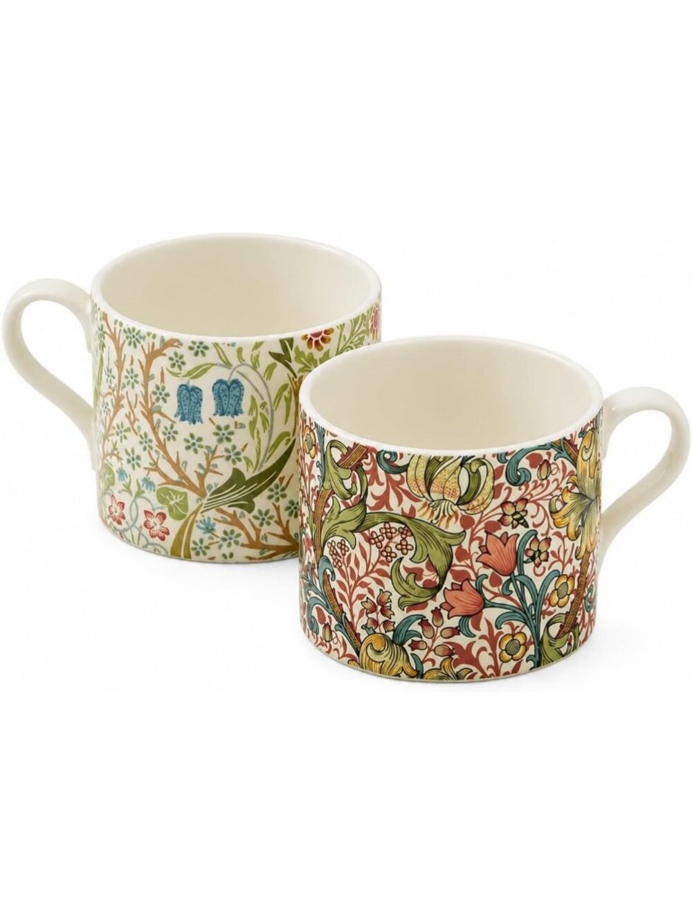 Set of 2 Porcelain Mugs - 12oz Microwave & Dishwasher Safe Tea/Coffee Cups
